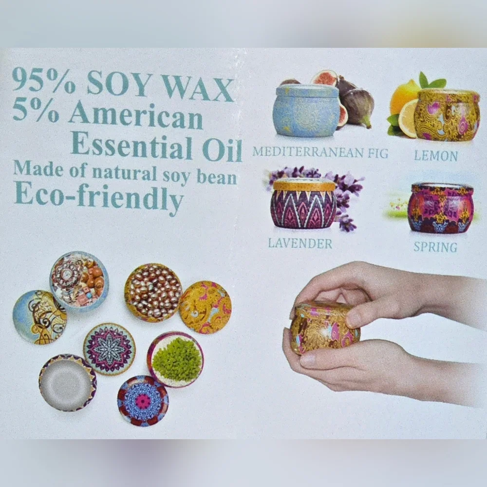 Giftset Candle Set Of 4 Aromatherapy Mandala Tins Soy Wax Candle